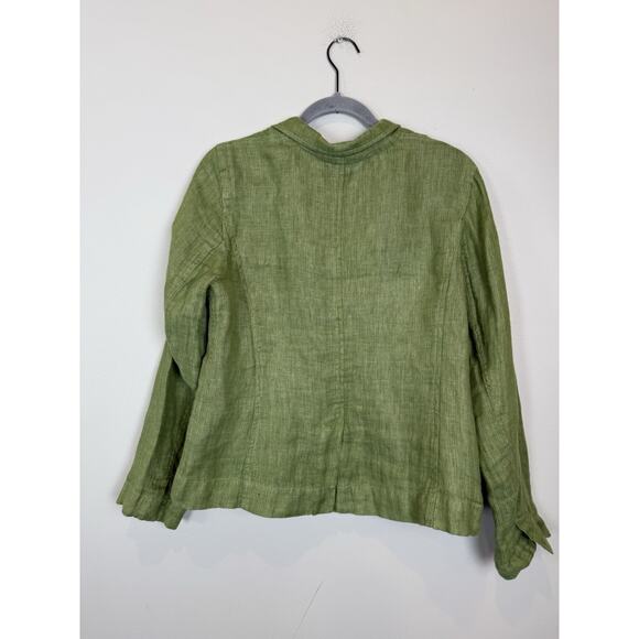 EILEEN FISHER 100% Linen Blazer Jacket Lime Green Women’s Medium Cottage - Picture 5 of 10